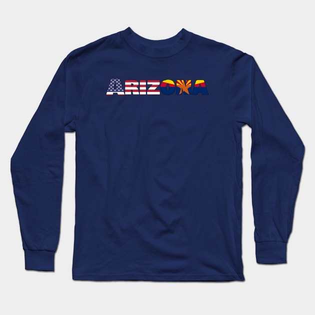 Arizona State Flag/ American Flag Long Sleeve T-Shirt by ElevenGraphics